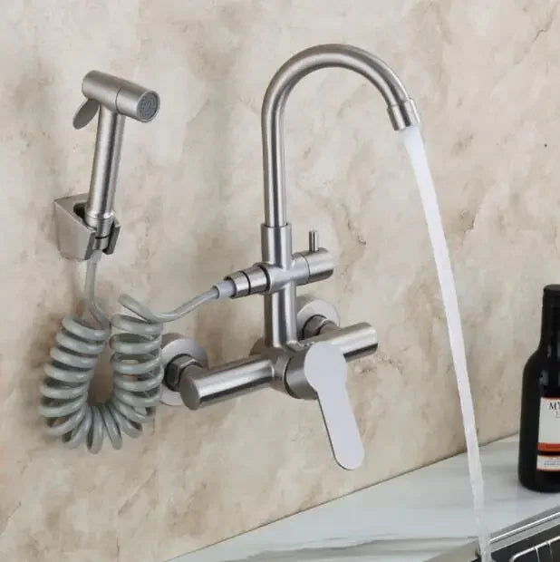Black Sink Mixer 304 Sus Wall Mounted Foldable