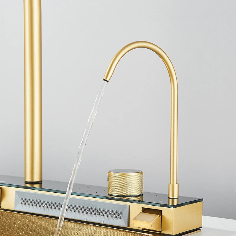 Brushed Golden Smart Digital Display Integrated Sink