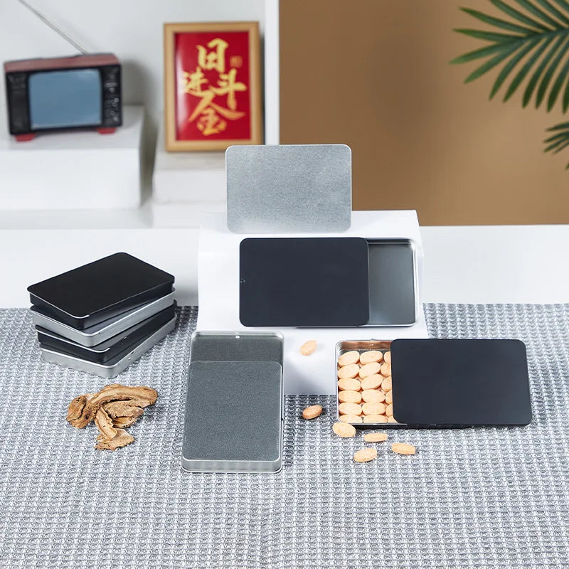 11cm Metal Rectangular Empty Tin Box Bins Jar