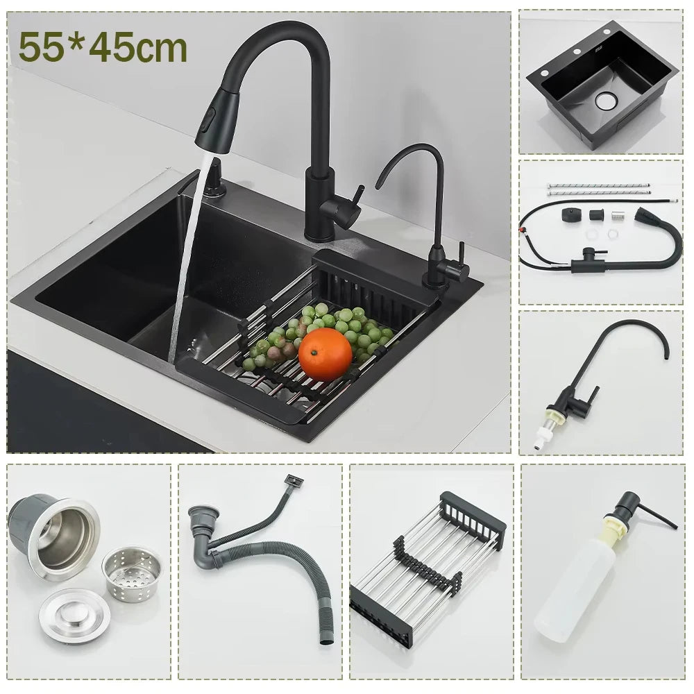 Stainless Steel Sink Large Integrated Faucet Sink Dish