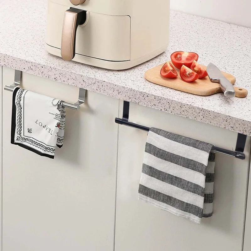 Stainless Steel Wall-Mounted Towel Rack Space-Saving Door Cabinet