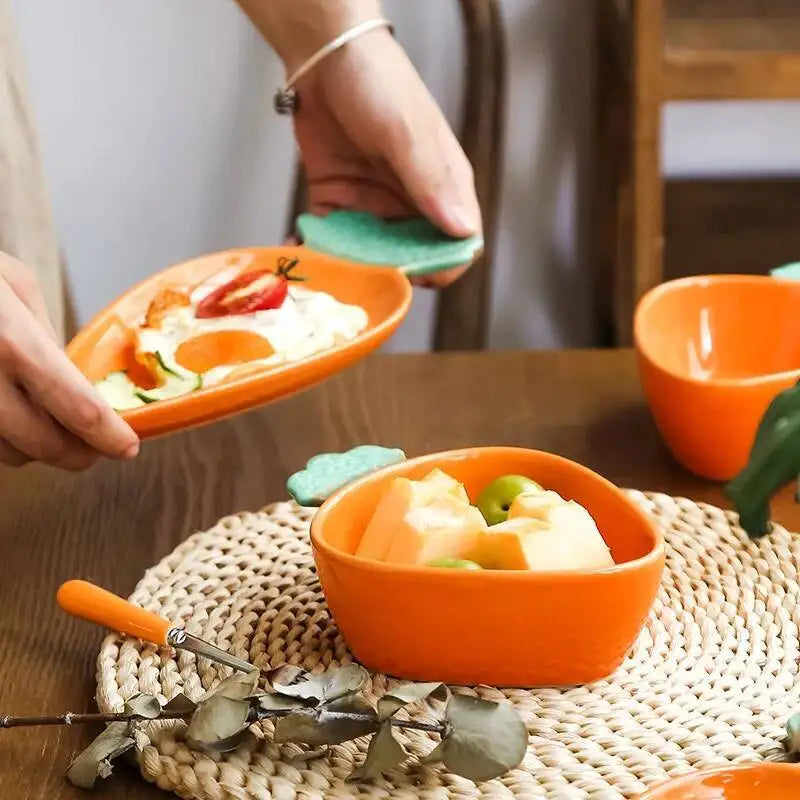 Cute Carrot Ceramic Plate Fruit Salad Plate Dessert