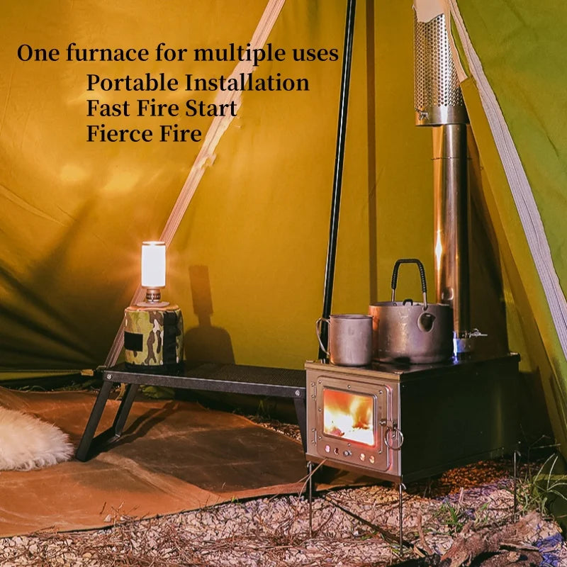 Foldable Tent Stove Lightweight Titanium Alloy Combustion Durable