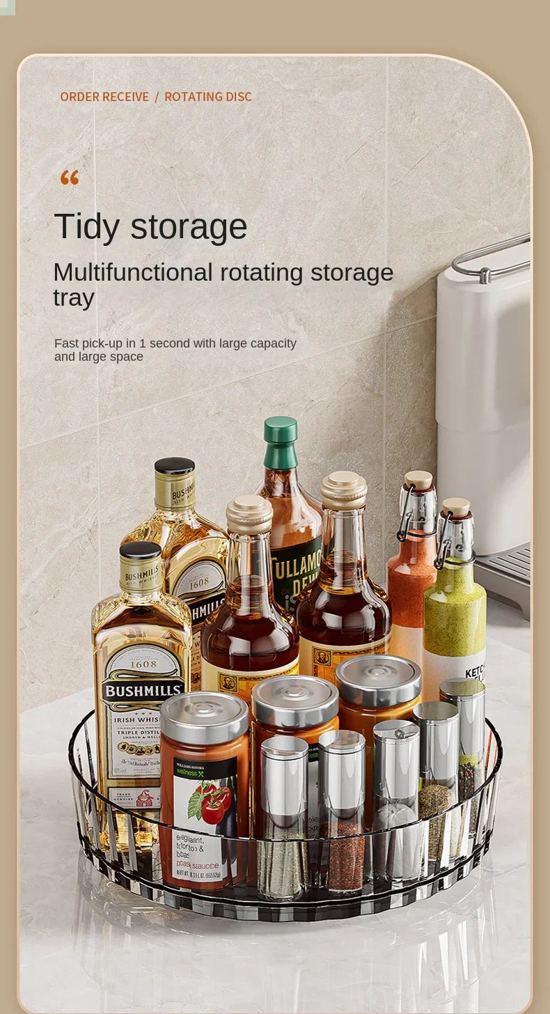 360 Rotating Seasoning Storage Tray Pantry Cabinet Turntable