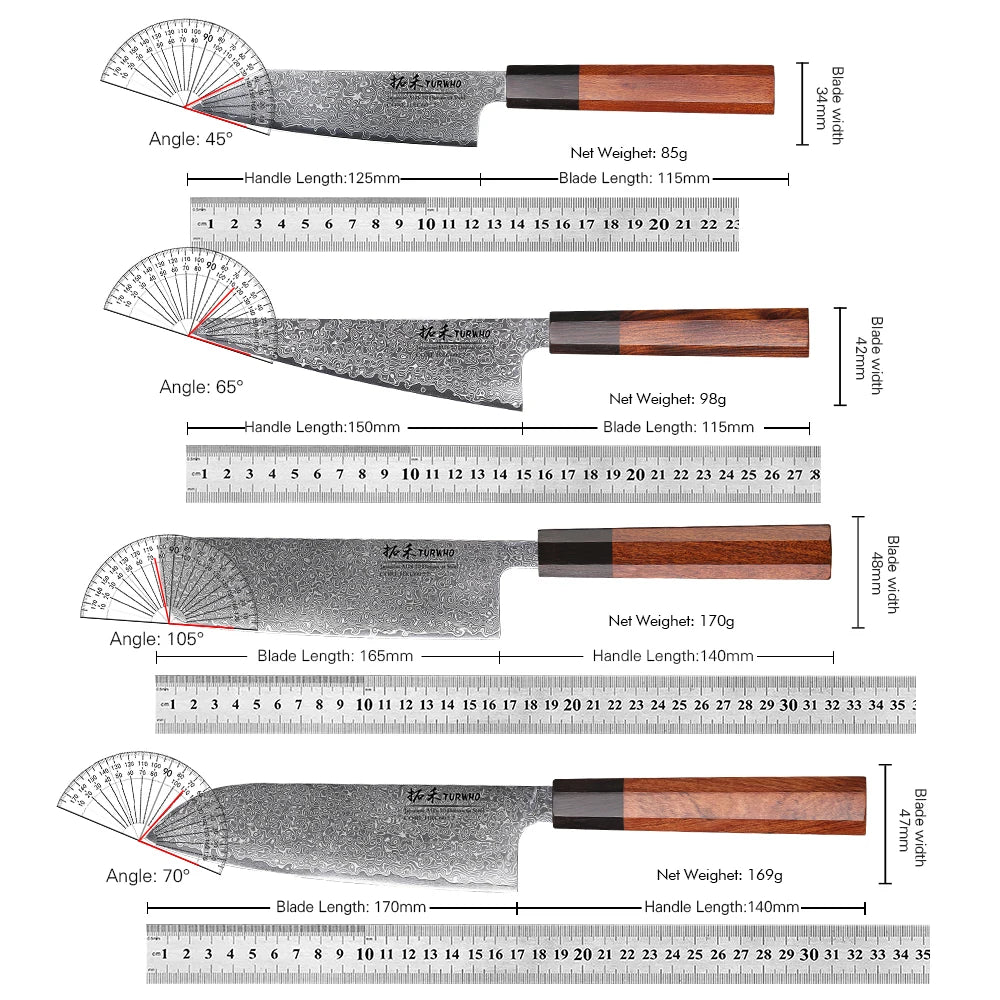 Turwho Hand Forged Japanese Chef Knife Damascus Steel