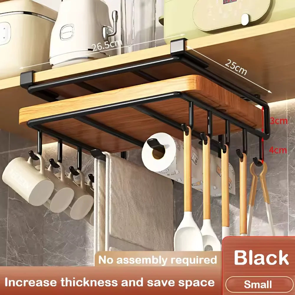 Space Saving Organizer Under Cabinet Hanging Rack Hooks