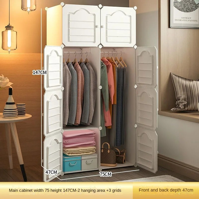 Bedroom Dustproof Clothes Cabinets Plastic Collapsible Durable