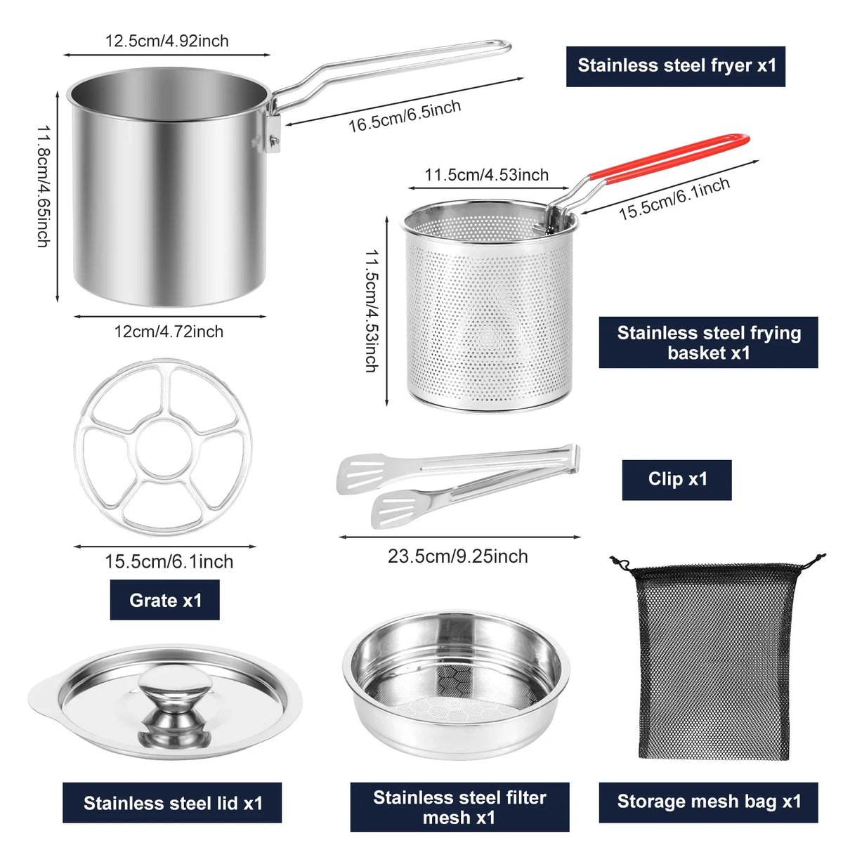 Stainless Steel Deep Fryer Frying Basket Oil Fryer