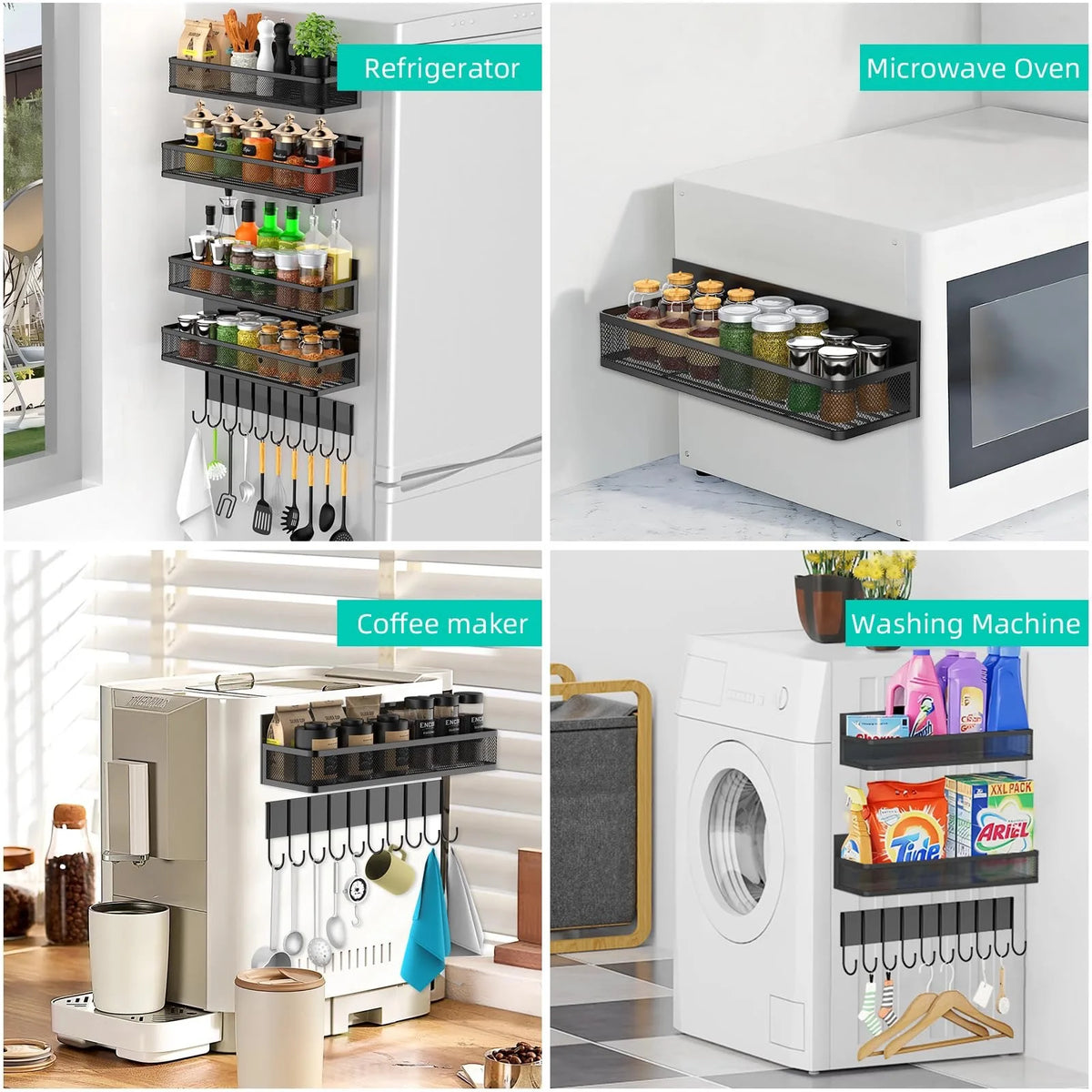 Magnetic Spice Rack Refrigerator Metal Strong Magnet Shelf