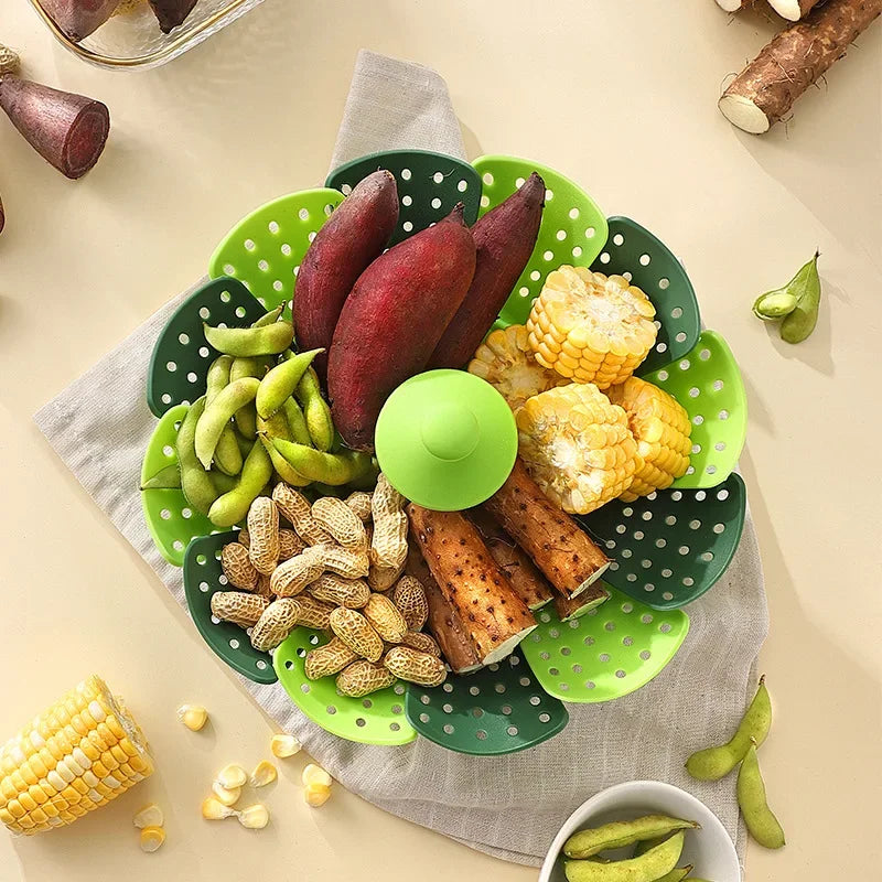 1pc Folding Food Steamer Vegetable Fruit Food Basket