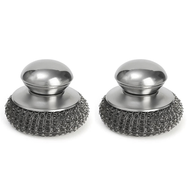 Stainless Steel Pot Brush Handle Robust Metal Ball