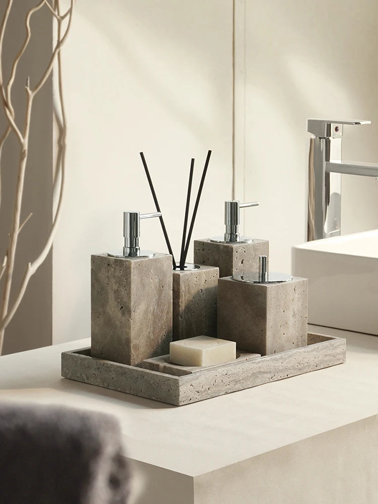 Travertino Grigio Bathroom Antique Natural Marble Soap Dispenser