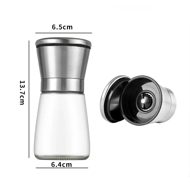 180/200ml Pepper Grinder Stainless Steel Glass Spice Bottle