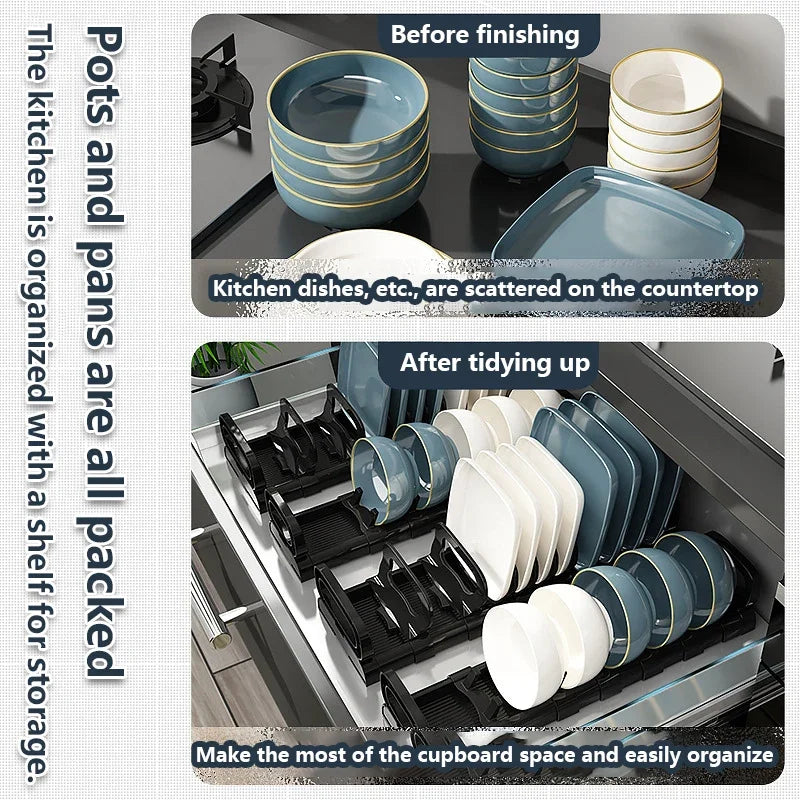 Cabinet Dish Storage Rack Drawer Built-In Dish Drain