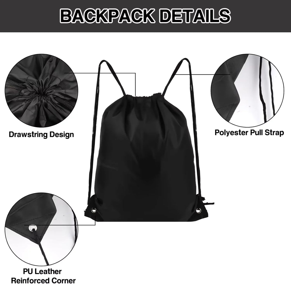 10-100pcs Customized Drawstring Backpack - Lightweight Outdoor