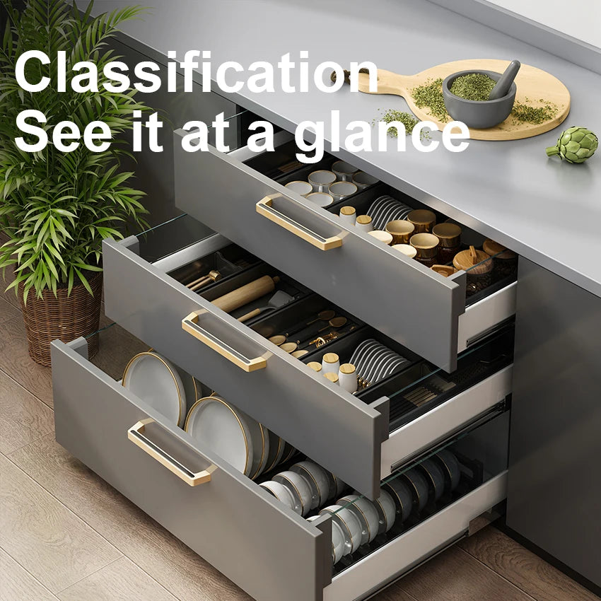 Adjustable Dish Rack Under Cabinet Drawer Spoon Chopsticks