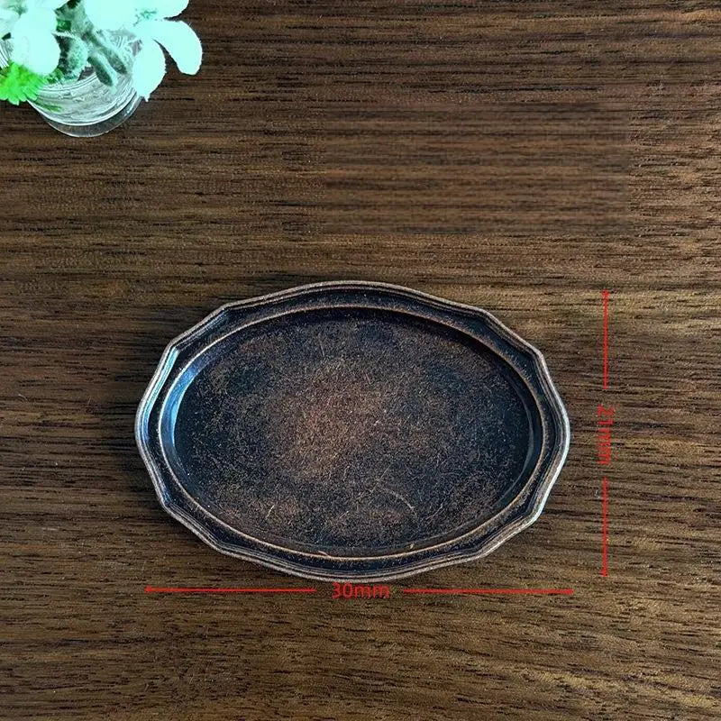 1pcs 12 Dollhouse Mini Retro Oval Metal Dish