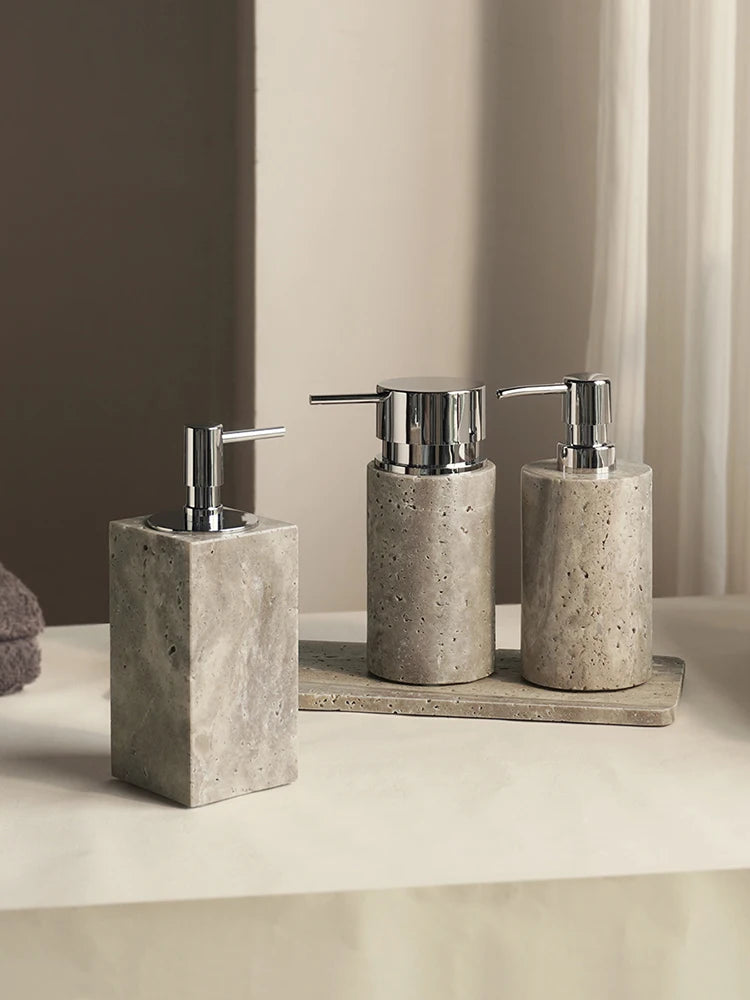 Travertino Grigio Bathroom Antique Natural Marble Soap Dispenser