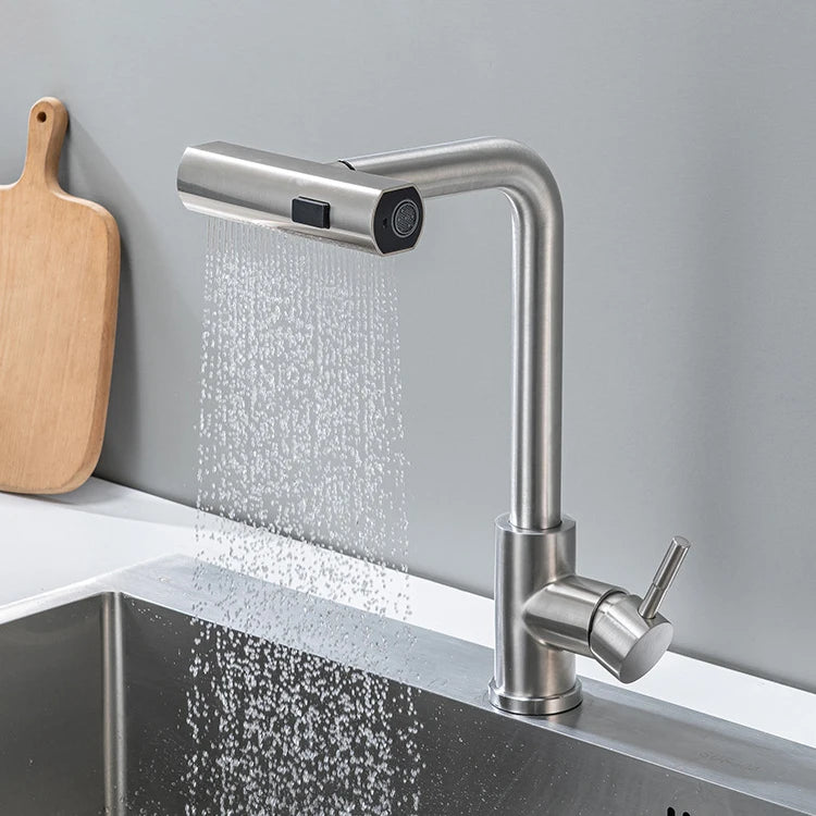 Touch Waterfall Faucet Brushed Gold Cold Pull Out