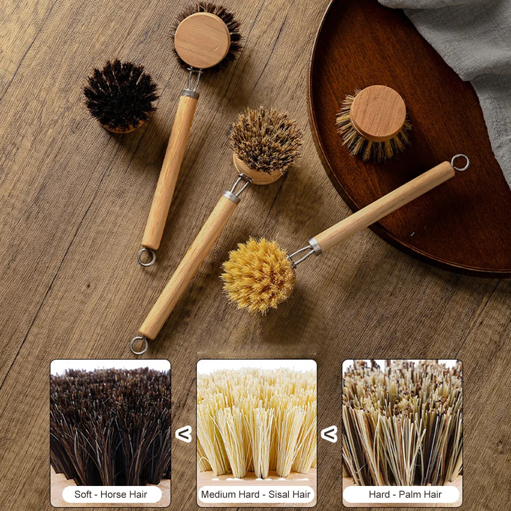 All-Purpose Dish Scrub Cleaning Brush Heads Sisal Horse