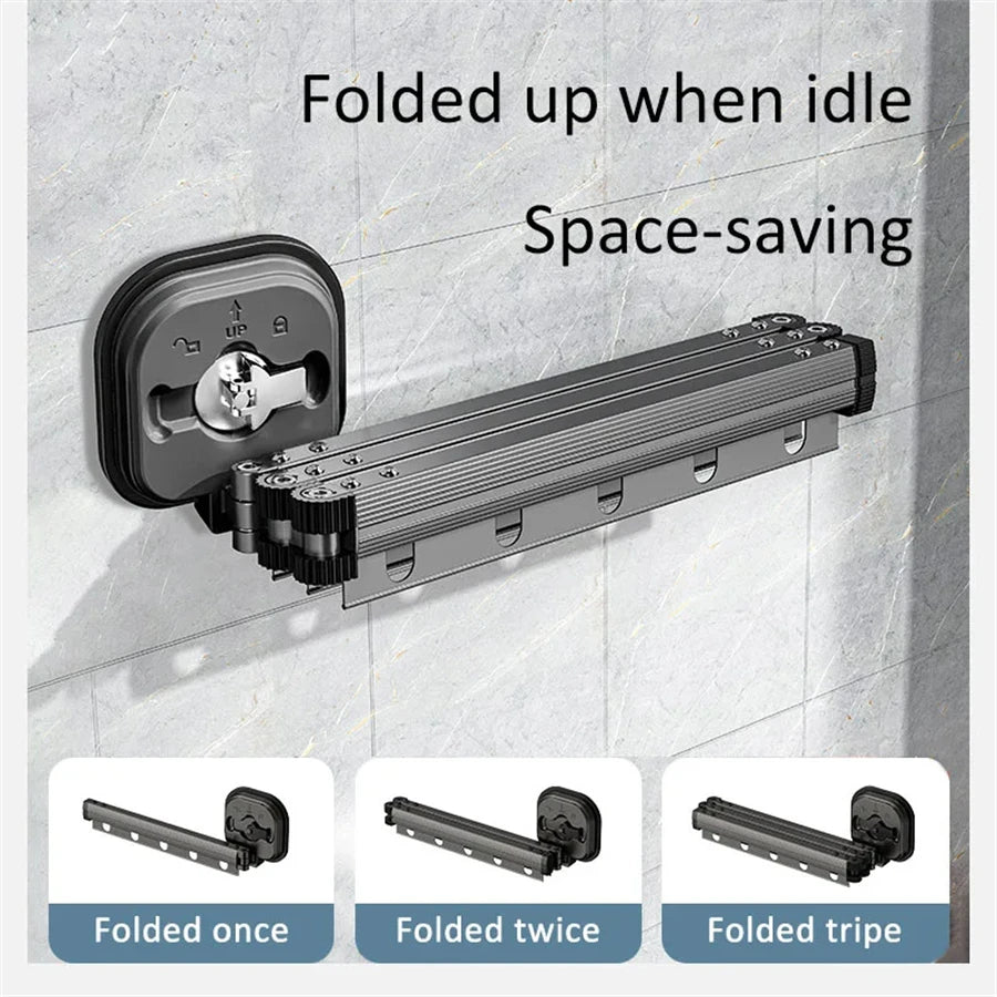 Retractable Drying Rack Suction Cup No Punching Aluminum