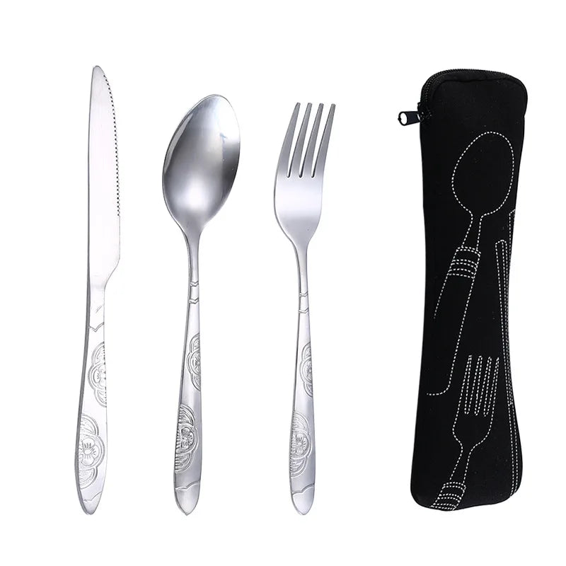 Picnic Tableware Washable Zipper Travel Cutlery Kit Case