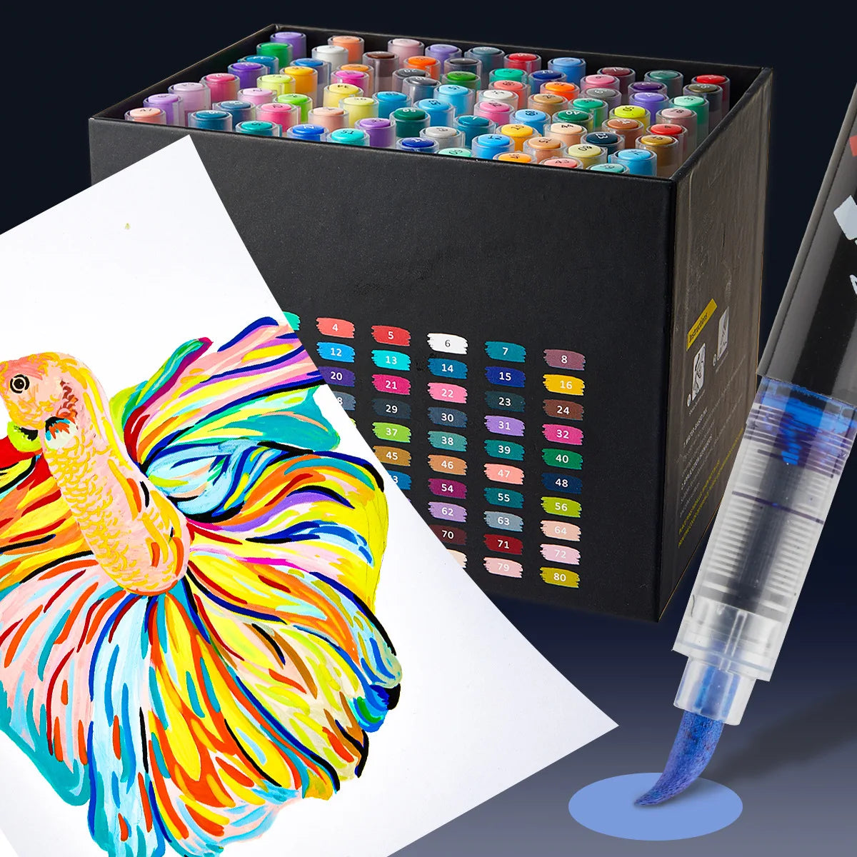 12-168 Colors Acrylic Paint Pens Markers Brush Tip