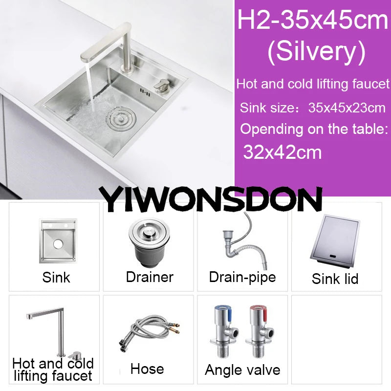 Nano Hidden Bar Sink Black Folding Faucet Silvery