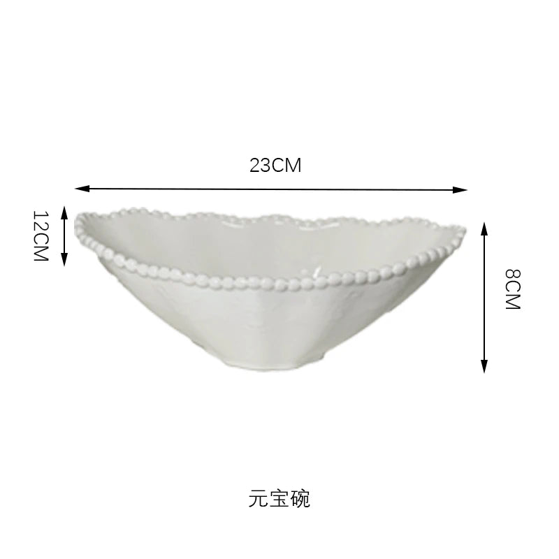 Ceramic Pearl Plates & Bowls - Practical Breakfast