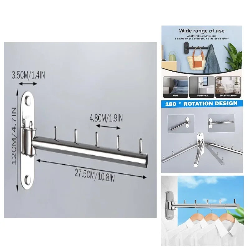 Clothes Hanger Rack Swing Arm Folding Clothes Hanger