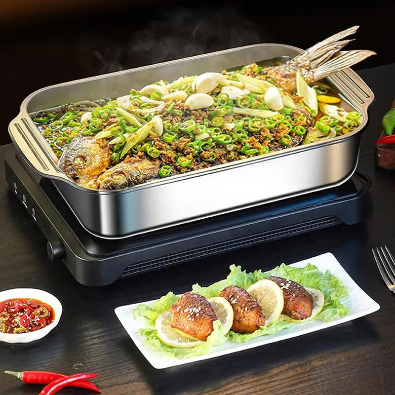Stainless Steel Baking Pan Lids Deep Dish Fish/Pasta/Grilling