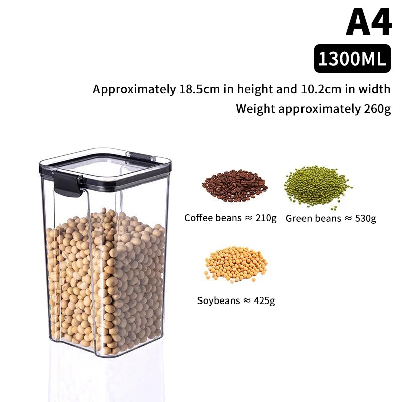 Airtight Sealed Plastic Food Storage Box Transparent Cereal