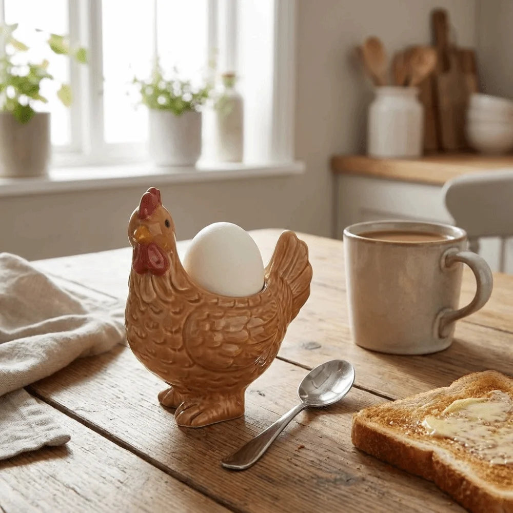 Unique Chicken Shape Ceramic Egg Cup Cartoon Decorative