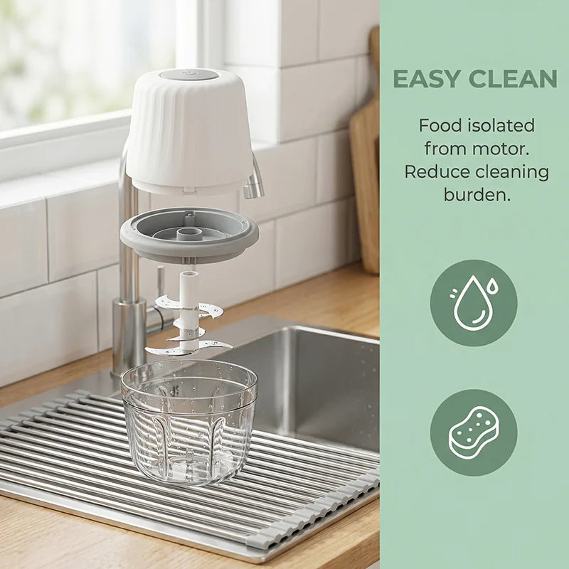 Cordless Electric Food Chopper 350ml Mini Processor 304