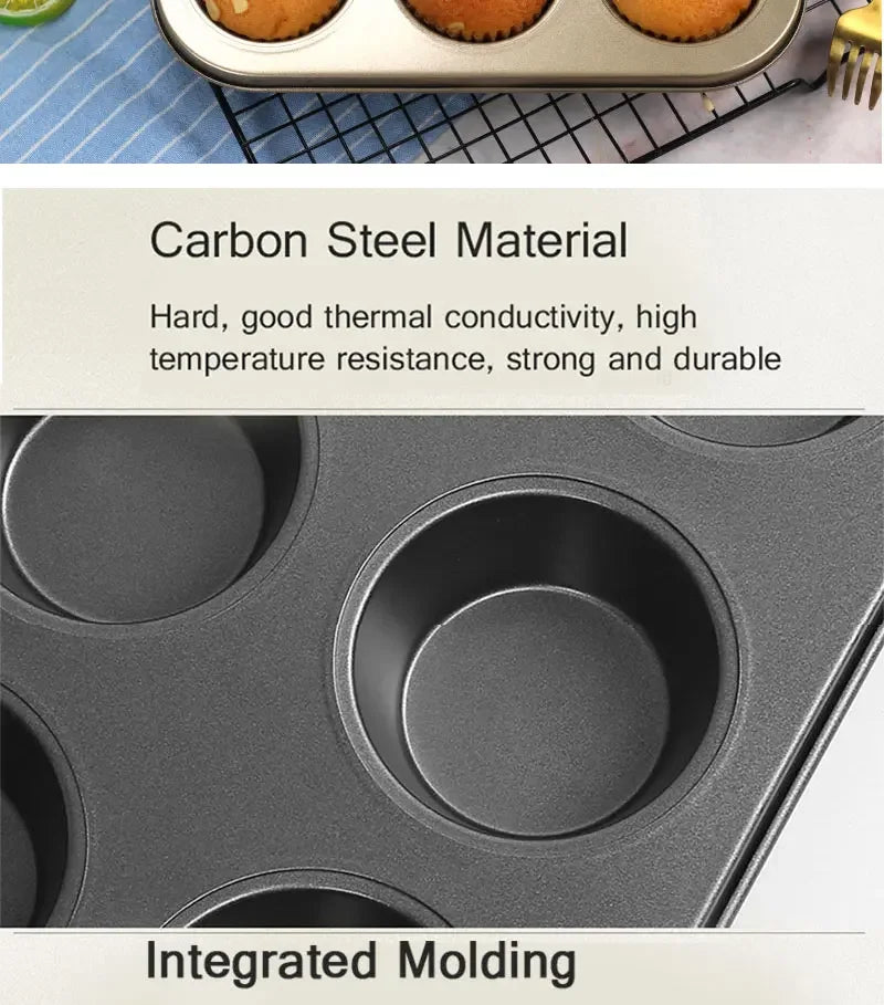 6/12 Holes Cake Baking Pan Bakeware Muffin Cupcake