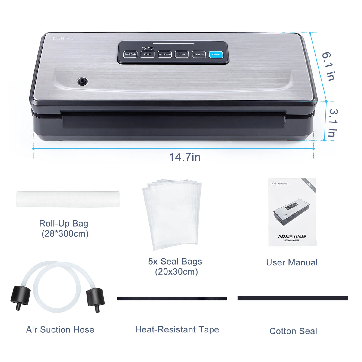 Inkbird 3rd Vacuum Sealer Starter Kit -80kpa Strong