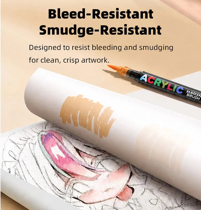 12-418 Colors Acrylic Marker Washable Markers Brush Tip