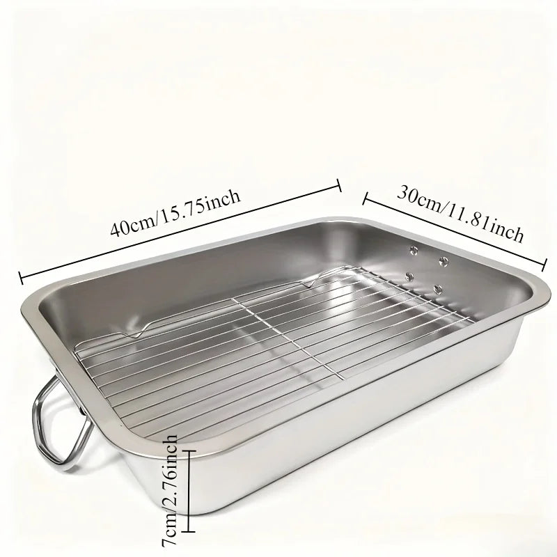 Stainless Steel Roasting Pan Rectangular Cake Baking Tray
