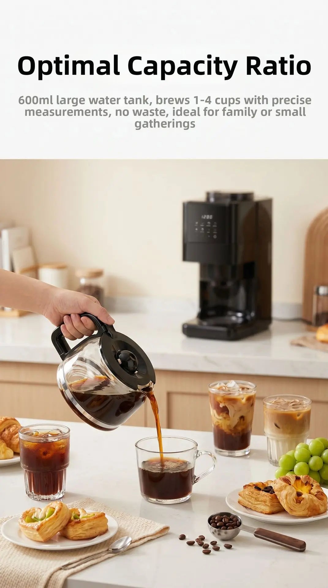 Automatic Coffee Maker Built-In Grinder & Cold Dual