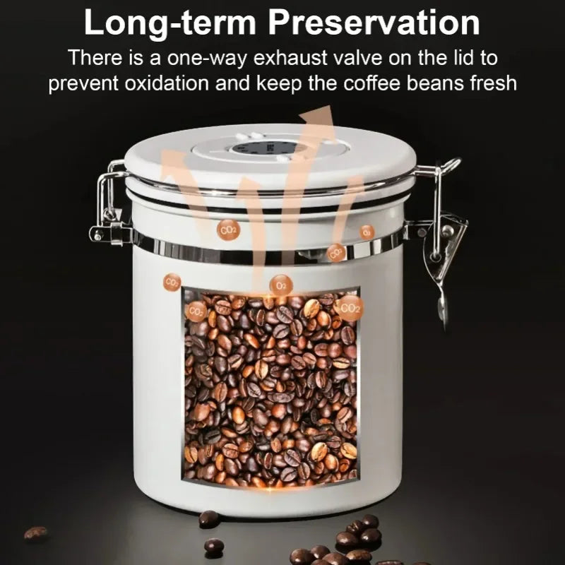 304 Stainless Steel Coffee Beans Vacuum Storage Jar