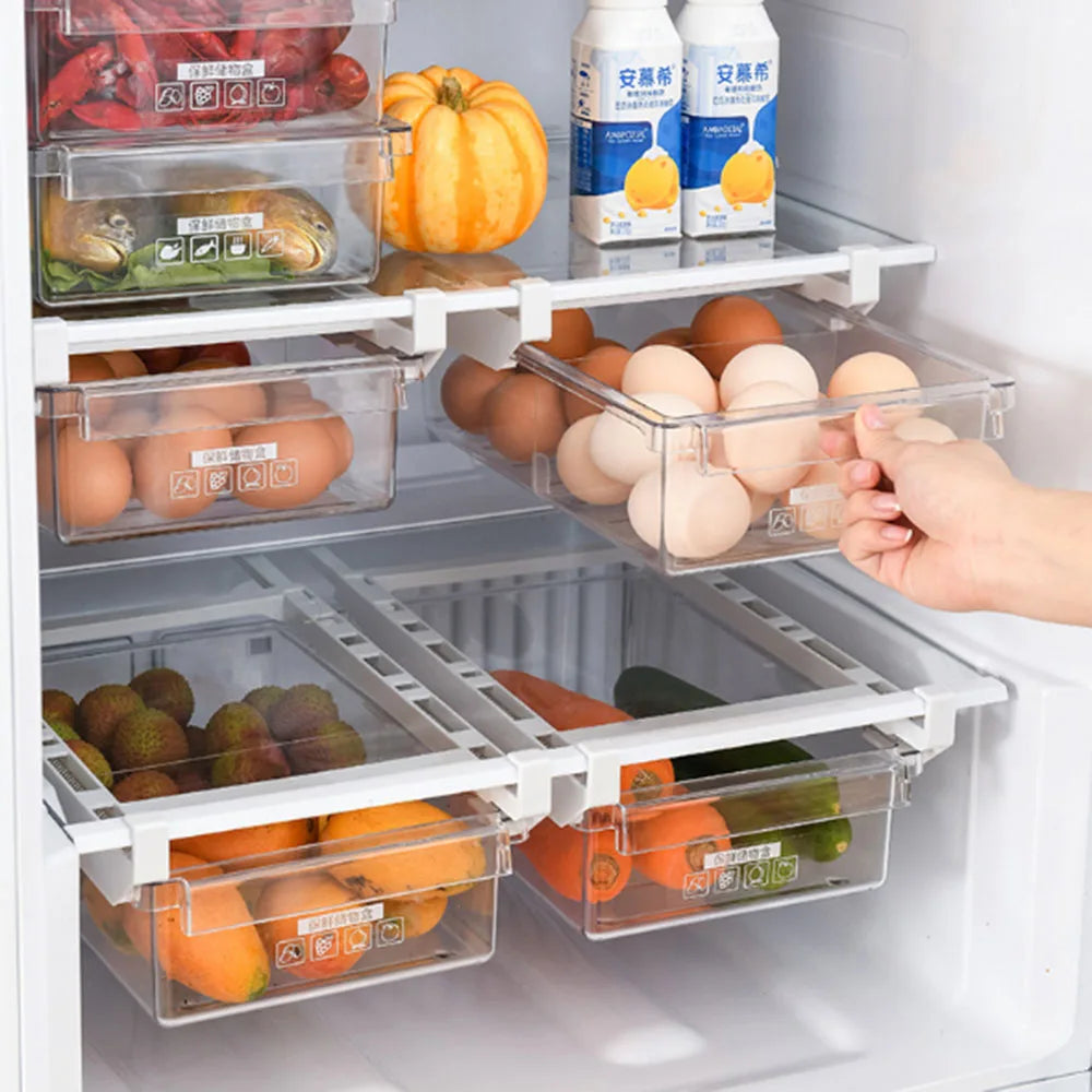 Fridge Organizer Storage Rack Fridge Freezer Shelf Pull-Out
