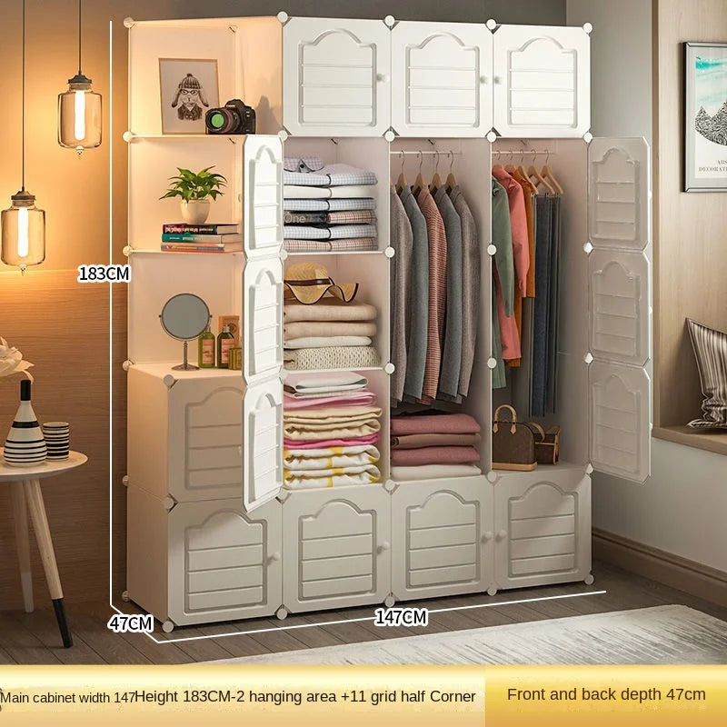 Bedroom Dustproof Clothes Cabinets Plastic Collapsible Durable