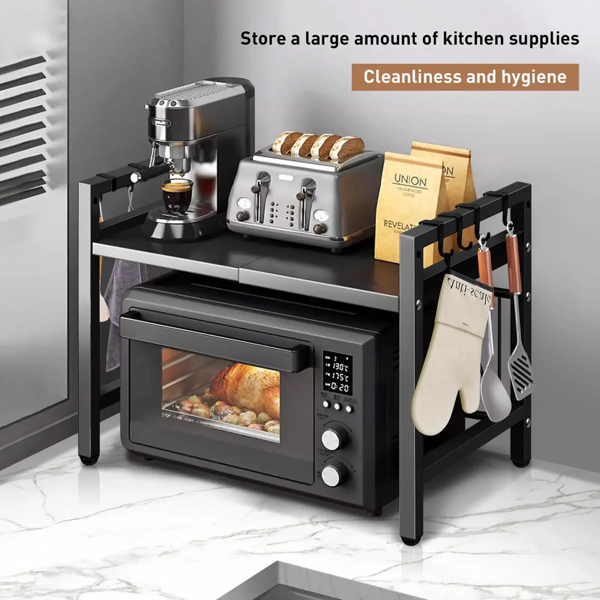 1pc Expandable Microwave Shelf Organizer Moisture Rust Proof