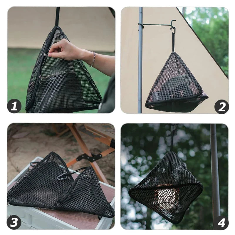 Outdoor Camping Hanging Net Foldable Storage Bag Cookware