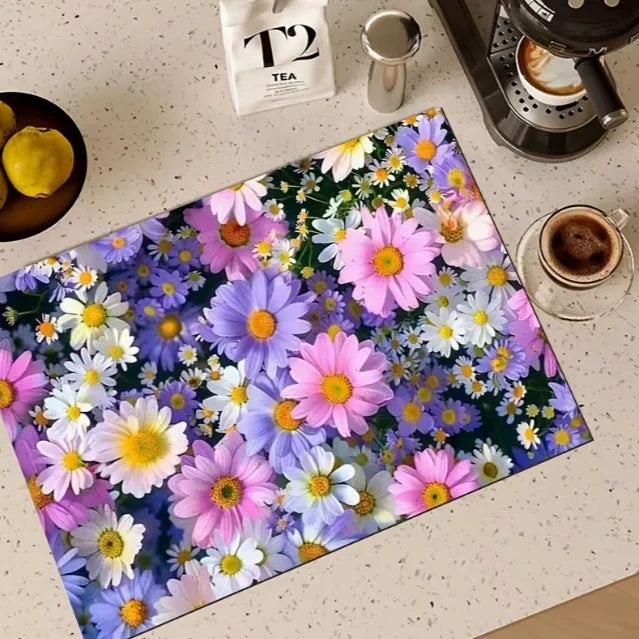 1pc Absorbent Bathroom Floor Mat Restroom Countertop Drainage