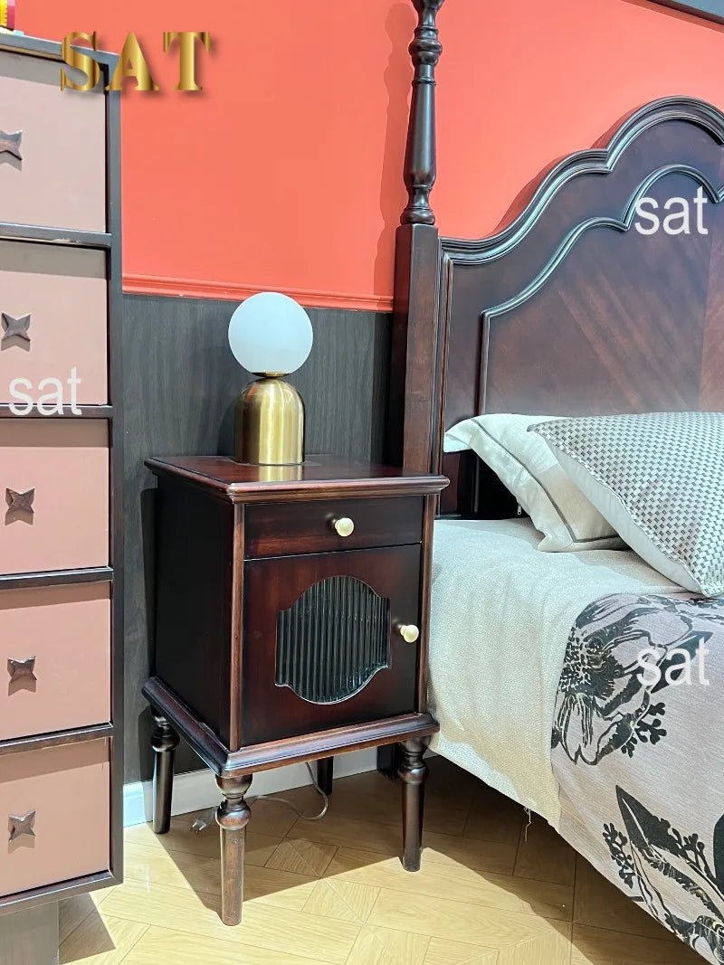 Solid Wood Bedside Table Bedroom Furniture Victorian Antique