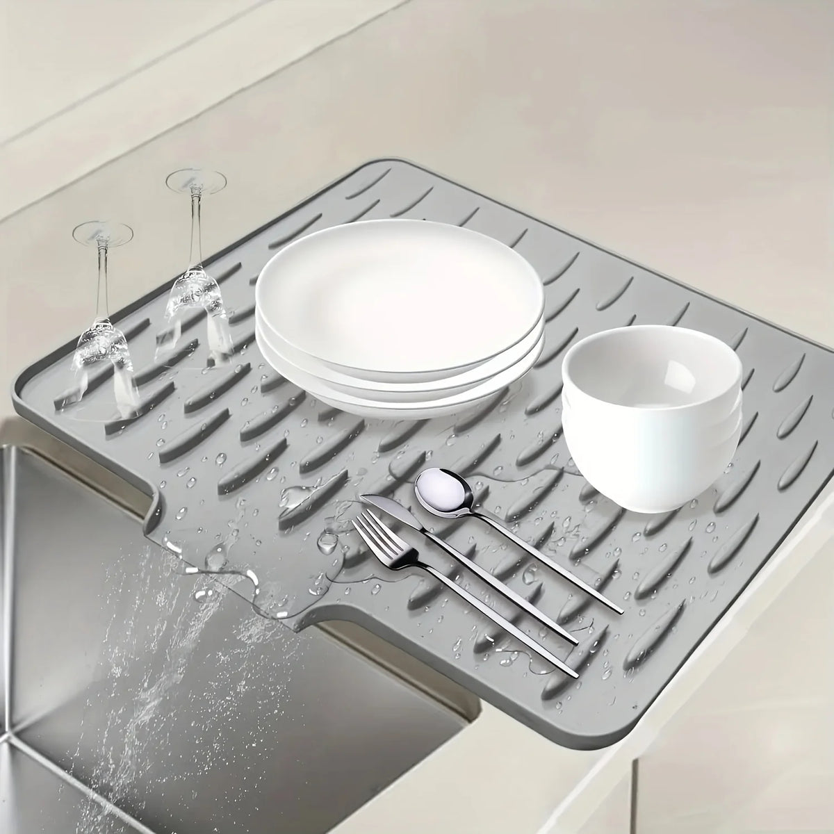 Silicone Drain Mat Built-In Drainage Design Easy To