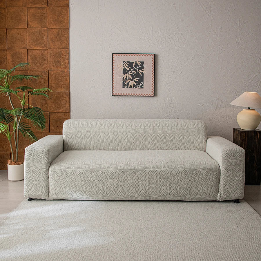 Polar Fleece Jacquard Sofa Cover Geometric Pattern High