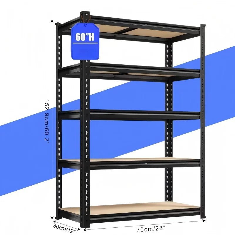 Heavy-Duty 5-Storey Bolt Steel Storage Rack Unit Adjustable