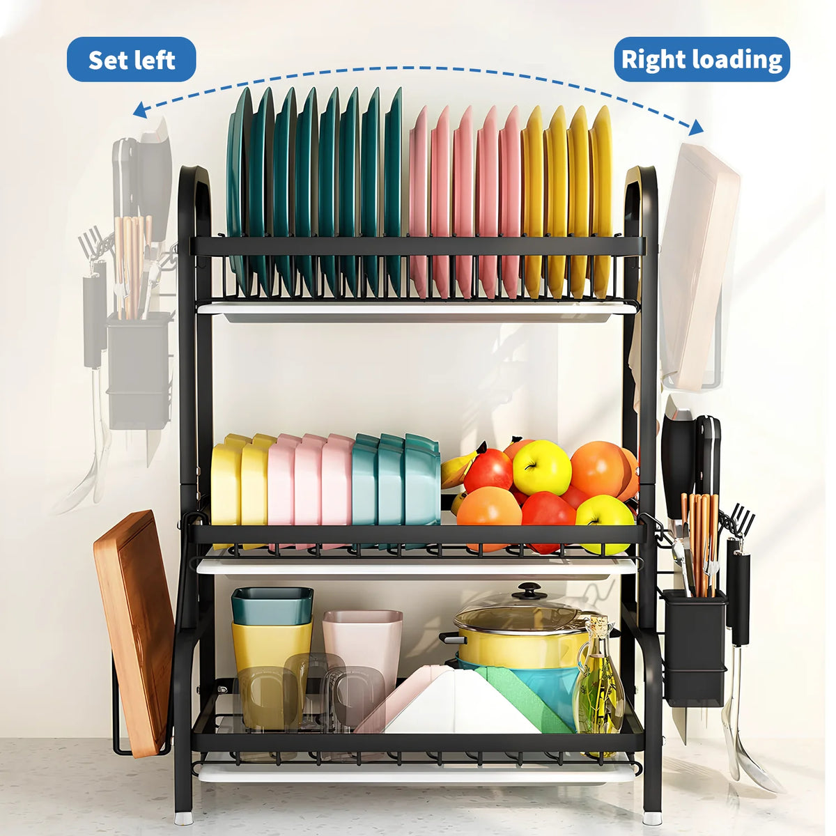 Tier Dish Organizer Dish Drying Rack Compact Dish